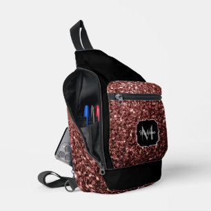 Sac À Bandoulière Brown rouge faux parties scintillant scintille noi