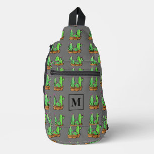 Sac À Bandoulière Cactus cactus succulents motif gris monogramme
