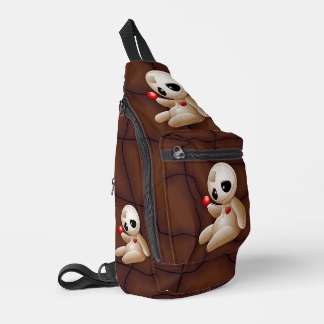 Sac À Bandoulière Caricature de poupée vaudou en amour (Coin gauche)