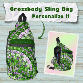 Sac À Bandoulière Carrelage en mosaïque Boho Gris vert -