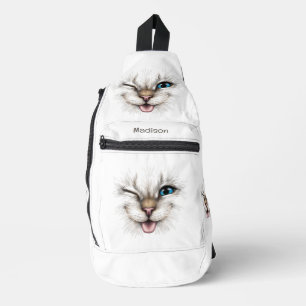 Sac À Bandoulière Chat de lecture de texte personnalisé