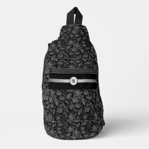 Sac À Bandoulière Chic Fleurs Noir et Blanc Personnalisé