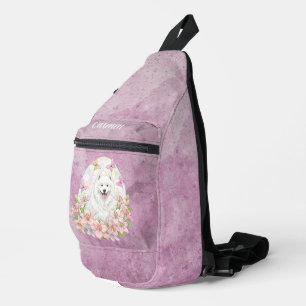 Sac À Bandoulière Chien Samoyé blanc en verre tendu