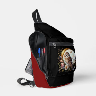 Sac À Bandoulière Chouette élégante sur Lune d'or