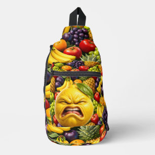 Sac À Bandoulière Citron grincheux visage acide fruit collage