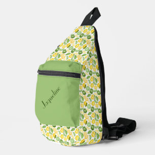 Sac À Bandoulière Citrons et limites sur un Arrière - plan vert