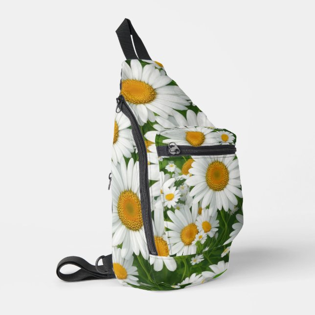 Sac À Bandoulière Classic marguerite motif blanc champs fleuris verd (Coin gauche)