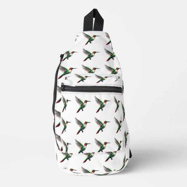 Sac À Bandoulière Colibris verts pixellisés (Recto)