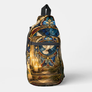 Sac À Bandoulière Colombe de Noël en vitrail