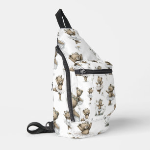 Sac À Bandoulière Conception d'ours ballerine à l'aquarelle mignonne