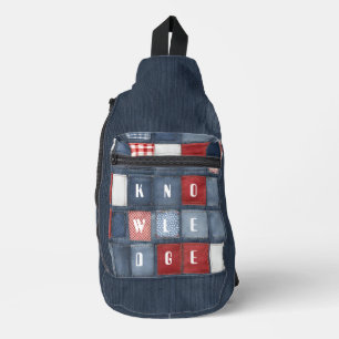 Sac À Bandoulière Connaissances de Patchwork Blue Denim