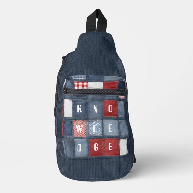 Sac À Bandoulière Connaissances de Patchwork Blue Denim (Recto)
