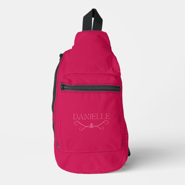 Sac À Bandoulière Cute Custom Magenta & Rose "Ballet Everyday" (Recto)