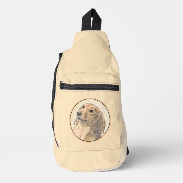 Sac À Bandoulière Dachshund Longhaerienne peinture rouge original ch (Recto)