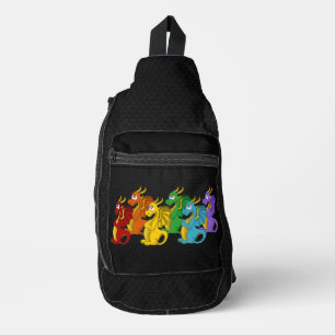 Sac À Bandoulière Dessin animé de dragons colorés arc-en-ciel 