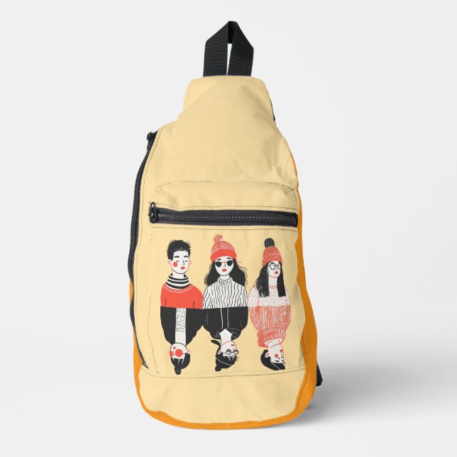Sac À Bandoulière Dessin moderne simple des jeunes cool (Recto)