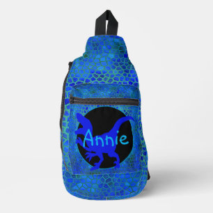 Sac À Bandoulière Dinosaure Bleu Personnalisé
