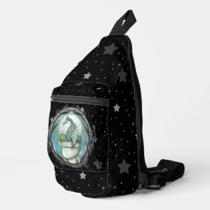 Sac À Bandoulière Dragon Vert sur Fond Étoilé