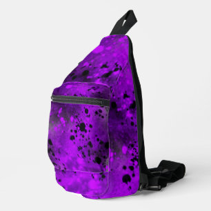 Sac À Bandoulière Effet de peinture rétro violet et noir