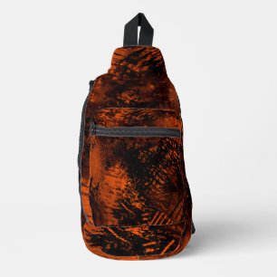 Sac À Bandoulière Effet d'hachure de peinture orange et noir