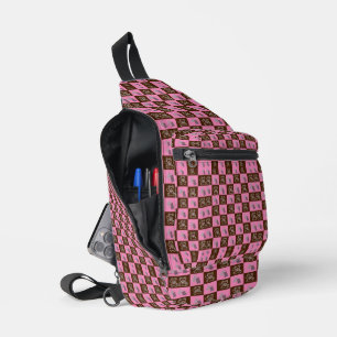 Sac À Bandoulière Élégant Chic Brown Plaid & Ours