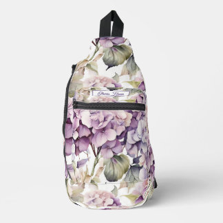 Sac À Bandoulière Elegant pink purple watercolor hydrangeas 