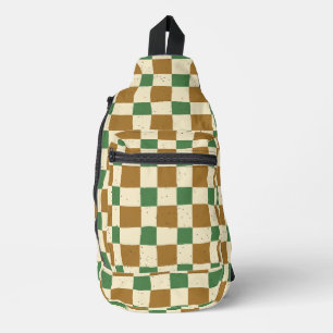 Sac À Bandoulière Élégante feuille séchée Vert et marron Plaid class