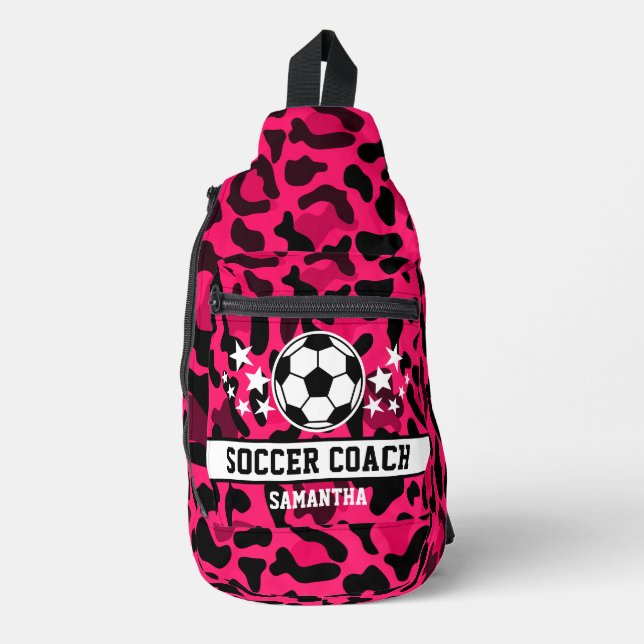 Sac À Bandoulière Empreinte de léopard rose Nom de l'entraîneur (Recto)