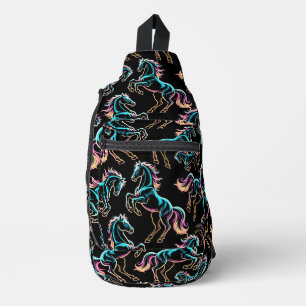 Sac À Bandoulière Enseigne au néon Cheval Style Rétro Glitch
