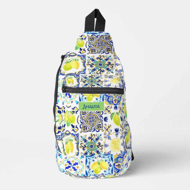 Sac À Bandoulière Été agrumes siciliens majolica méditerranéenne (Recto)