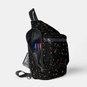 Sac À Bandoulière Étoiles D'Or Éparpillées Sur Noir