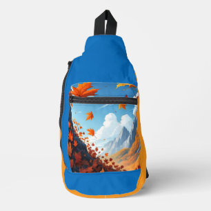 Sac À Bandoulière Feuilles d'automne bleu-orange
