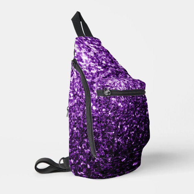 Sac À Bandoulière Flamme de parties scintillant violet foncé (Coin gauche)