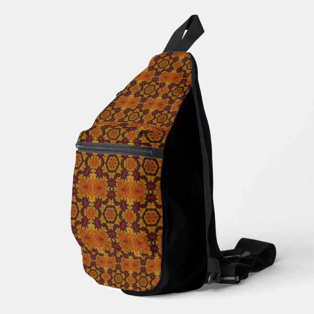 Sac À Bandoulière Fleur fractale dans les teintes d'automne (Coin droit)