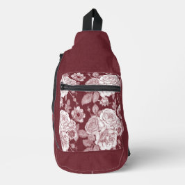 SAC À BANDOULIÈRE FLEURS ROUGE FONCÉ ET BLANC À LA MAIN