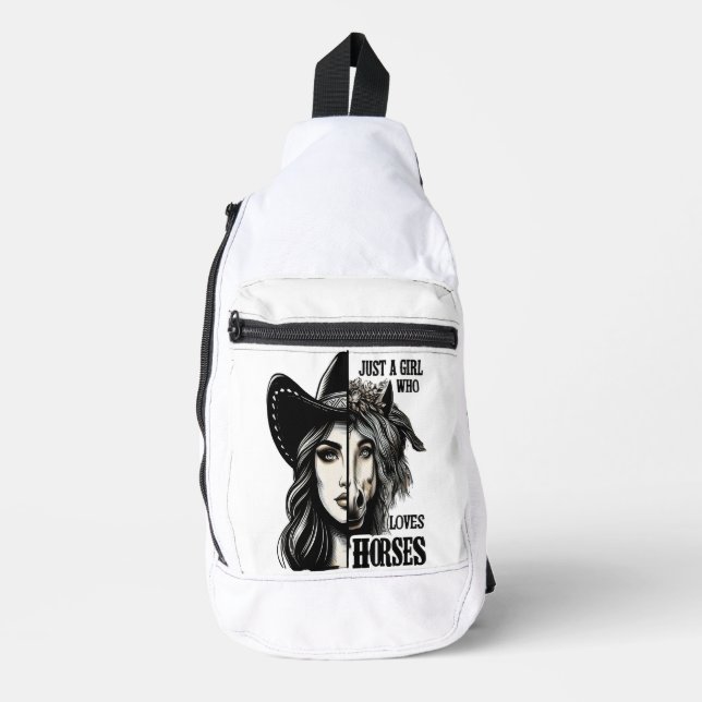 Sac À Bandoulière Fusion majestueuse : Mère qui aime les chevaux (Recto)