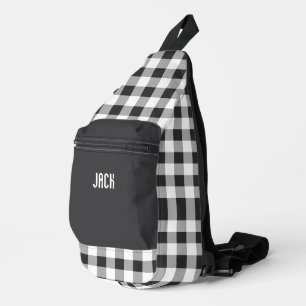 Sac À Bandoulière Gingham à carreaux noir et blanc Monogramme