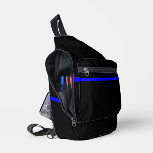 Sac À Bandoulière Graphique Symbolique de ligne bleue mince