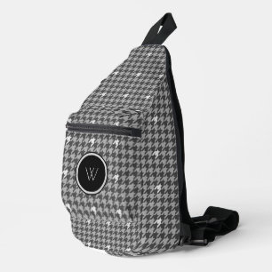 Sac À Bandoulière Gris à accent argent carreaux houndstooth