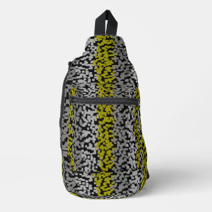Sac À Bandoulière Gris vert olive noir numérique pixellisé bandes