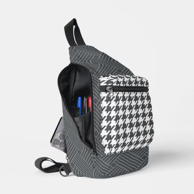 SAC À BANDOULIÈRE HERRINGBONE GRAY SOMBRE ET WEAK MOTIFS (Ouvrir)