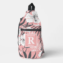 Hibiscus rose tropical personnalisé Monogramme