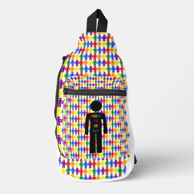 Sac À Bandoulière Hommes gays LGBTQ Silhouette et arc-en-ciel (Recto)