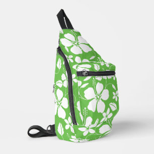 SAC À BANDOULIÈRE HULA HAWAIEN (HIBISCUS) EN CITRON VERT