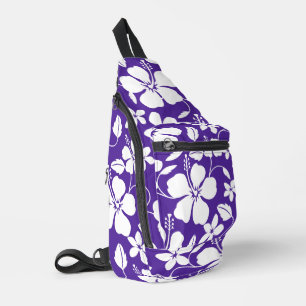 SAC À BANDOULIÈRE HULA HAWAIEN (HIBISCUS) EN VIOLET