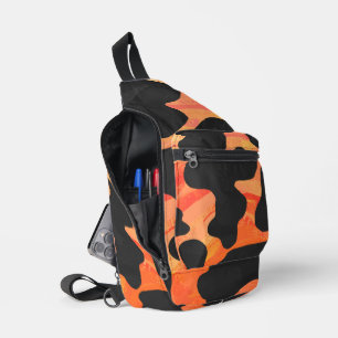 Sac À Bandoulière Impression de vache noire et orange
