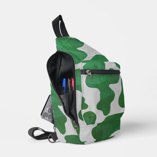 Sac À Bandoulière Impression vache verte et blanche (Ouvrir)