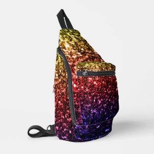 Sac À Bandoulière Jaune arc-en-ciel rouge violet faux scintillements