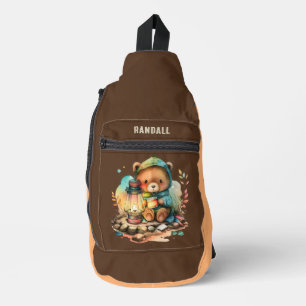 Sac À Bandoulière Joli enfant camping ours ajouter nom