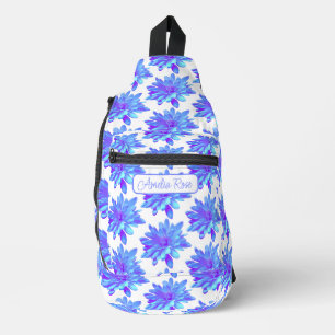 Sac À Bandoulière Jolie fleur fleurie violette bleu girly